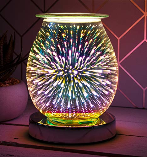 Electric Wax Burner - Touch Sensitive 3D Aroma Lamp Firework Effect - Oil Burner - Wax Burner- Amazing Scents To Fill Your Home - Spare Bulb Included