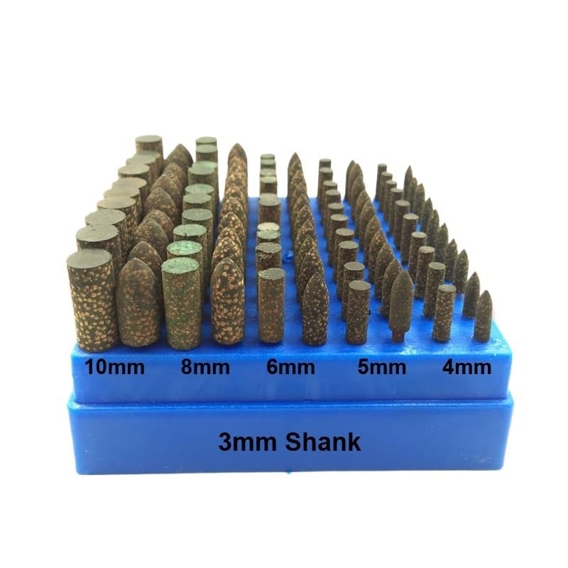 100 pezzi di punte abrasive montate in gomma sesamo, albero da 3 mm, mola for lucidatura e molatura, smerigliatrice elettrica for utensili rotanti wanglan(3mm(Bullet))