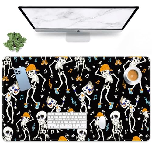 Britown Halloween Music Disco Large Mouse Pad for Desk, Funny Skull Horror Computer Keyboard Mat Non-Slip Rubber Desk Mat Gaming Mousepad for Home Office Game, 31.5 x 15.7 Inch