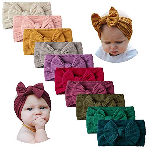 Baby Girls Nylon Headbands Hair Bows Hairbands for Newborn Infant Toddler Kids Handmade Hair Accessories 10 PCS