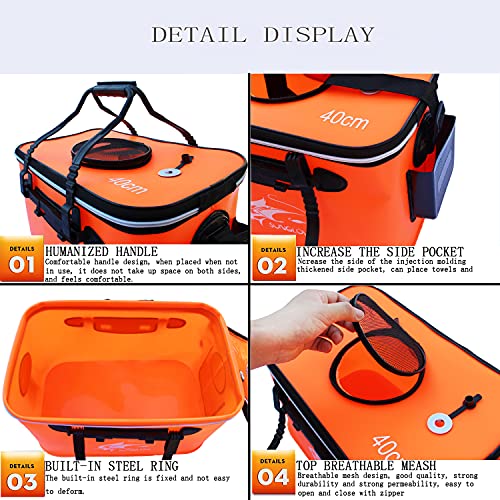 MMSGA Angeleimer, 23L/30L/38L Tragbarer Faltbarer Angelköder-Eimer,Multifunktionaler Behälter für lebende Angelköder… – Bild 7