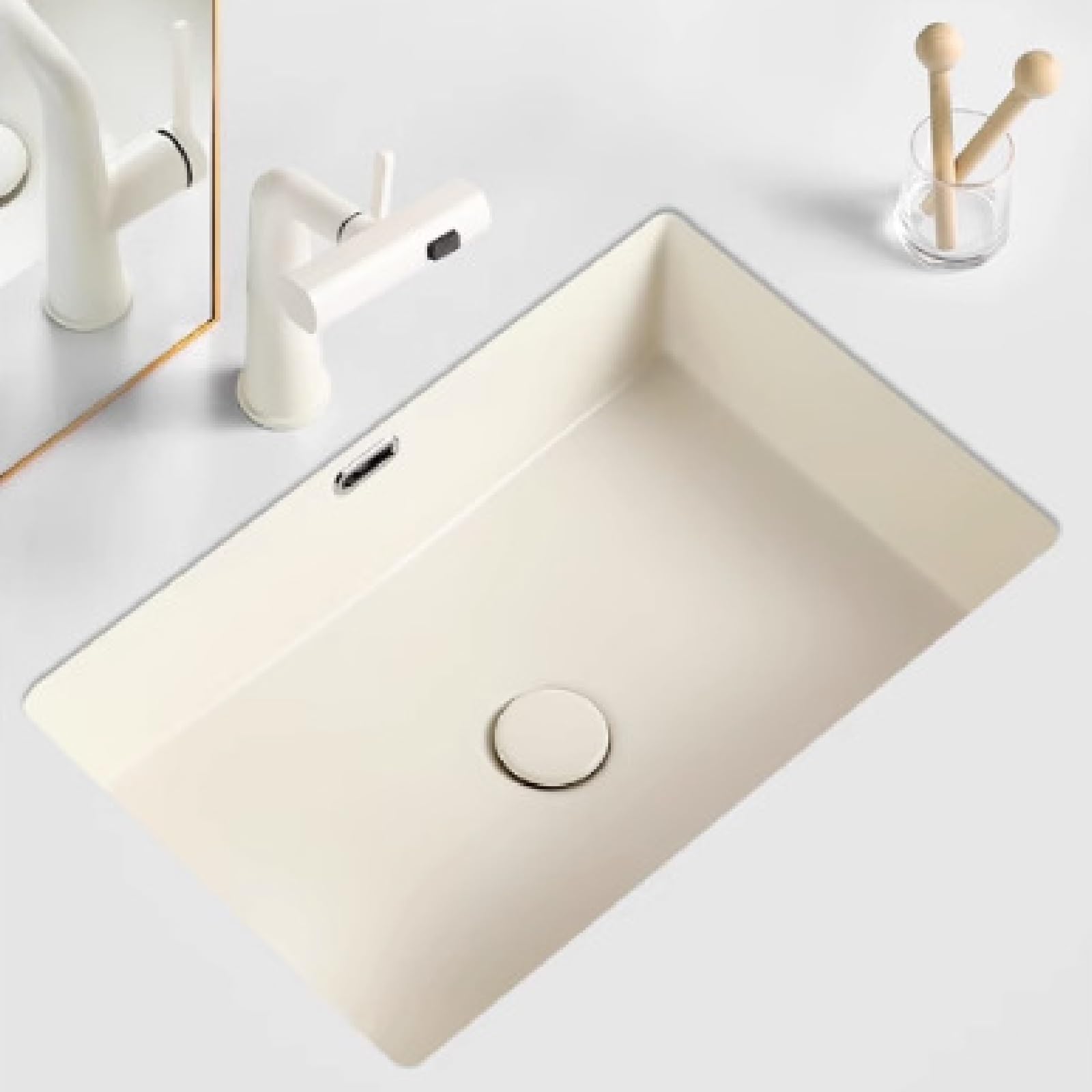 Amazon | 洗面台浴室洗面ボウル長方形陶器埋め込み式取り付け簡単小型