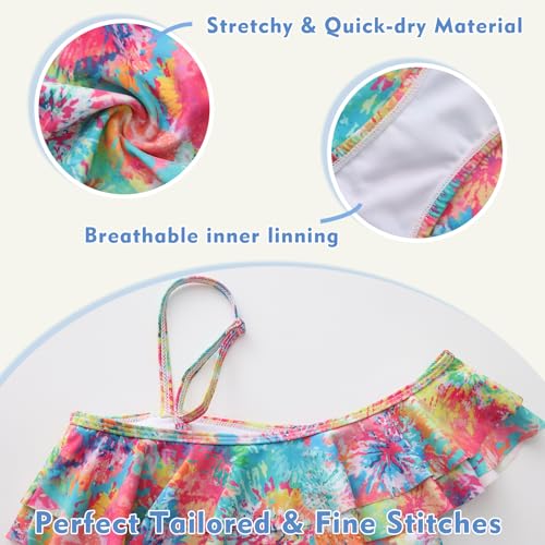 Image of Girls One Piece Swimsuits Hawaiian Ruffle Swimwear Kids Summer Bathing Suit 3-14 Years