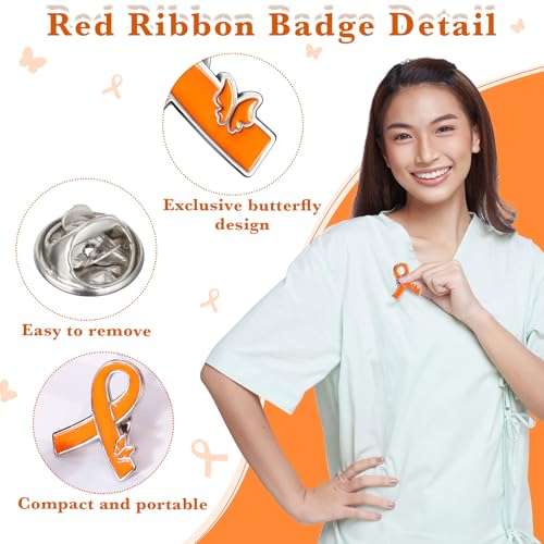Tondiamo Orange Ribbon Awareness Pins Leukemia Kidney Cancer Multiple Sclerosis Against Bullying Suicide Adhd Lymphoma Awareness Hope Brooch Lapel Pin Bulk for Public Activity Supplies3