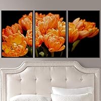 3 Piece Framed Canvas Wall Art Orange Cluster Flowers and Colorful Bouquet Canvas Prints Home Artwork Decoration for Living Room,Bedroom - 16