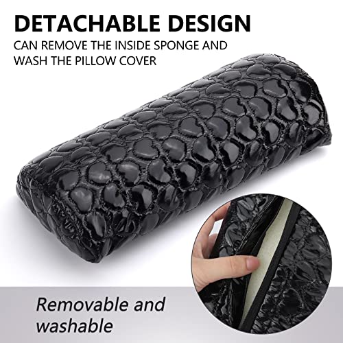 Nail Pillow Hand Rest For Nails, Washable Pu Leather Nail Armrest Detachable Manicure Hand Pillow Cushion Nail Art Accessories Tool For Nails Tech (Black) #TOP4