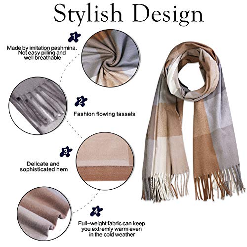 SOJOS Classic Plaid Tartan Cashmere Scarf for Women Men Soft Scarves SC3162