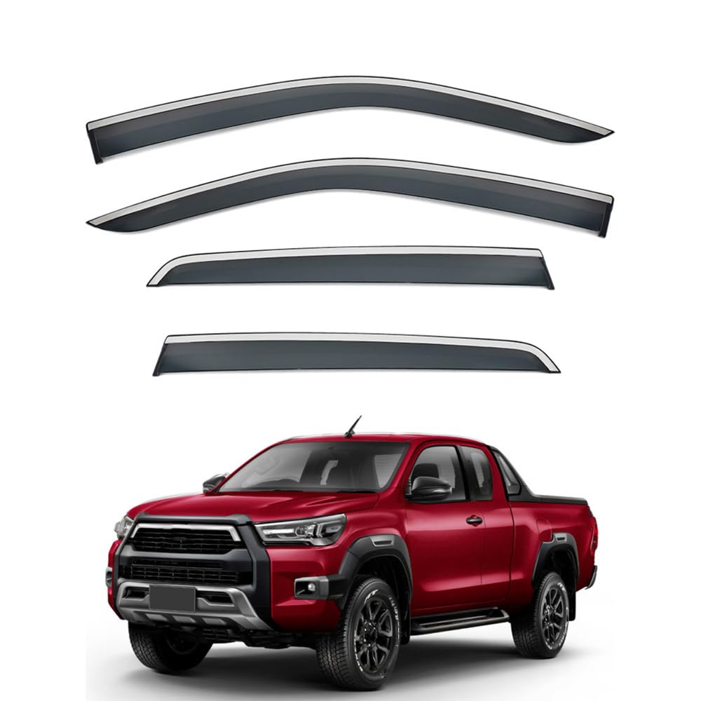 QOEMRHELT 4pc Set In-Channel Wind Deflectors, for Toyota Hilux Revo Rocco (AN120 AN130) 2015-2025 Window Visors Rain Guards Vent Visors Rain & Sun Protection,Car Accessories