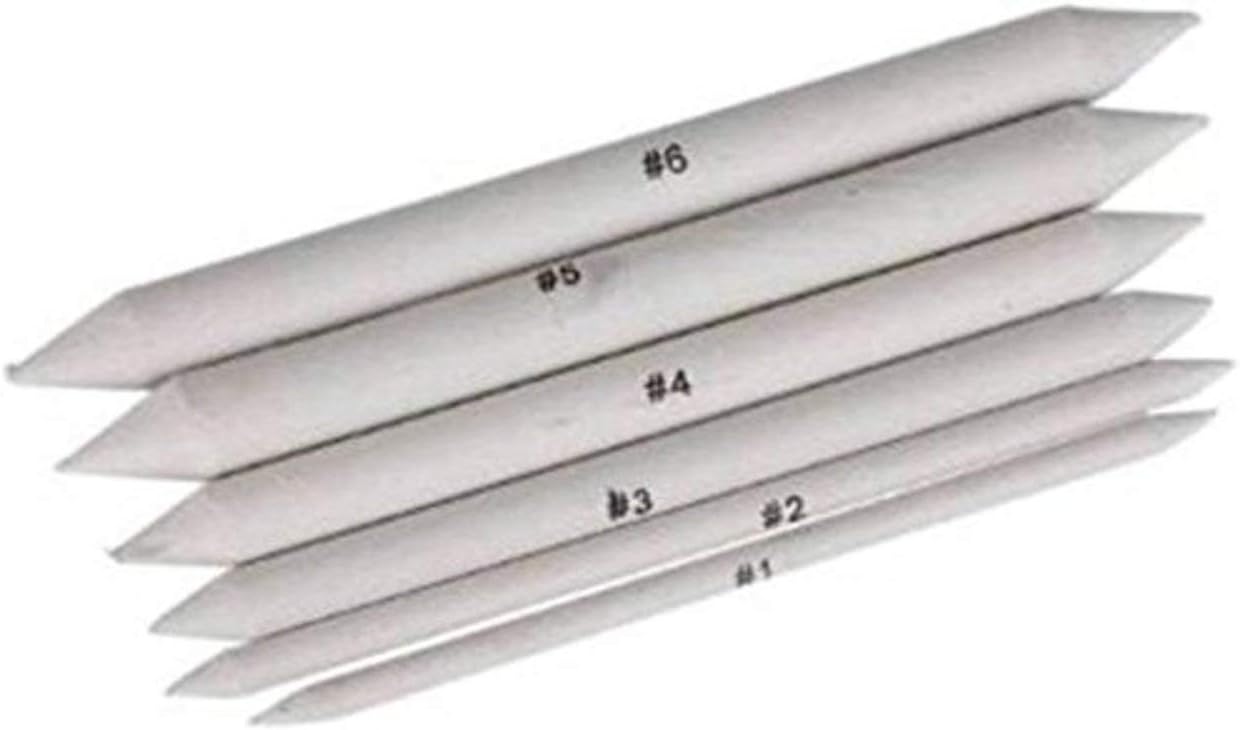 Chrome 6 PCS Blending Stumps and Tortillions Paper Art Blenders for Student Artist Charcoal Sketch Drawing Tools