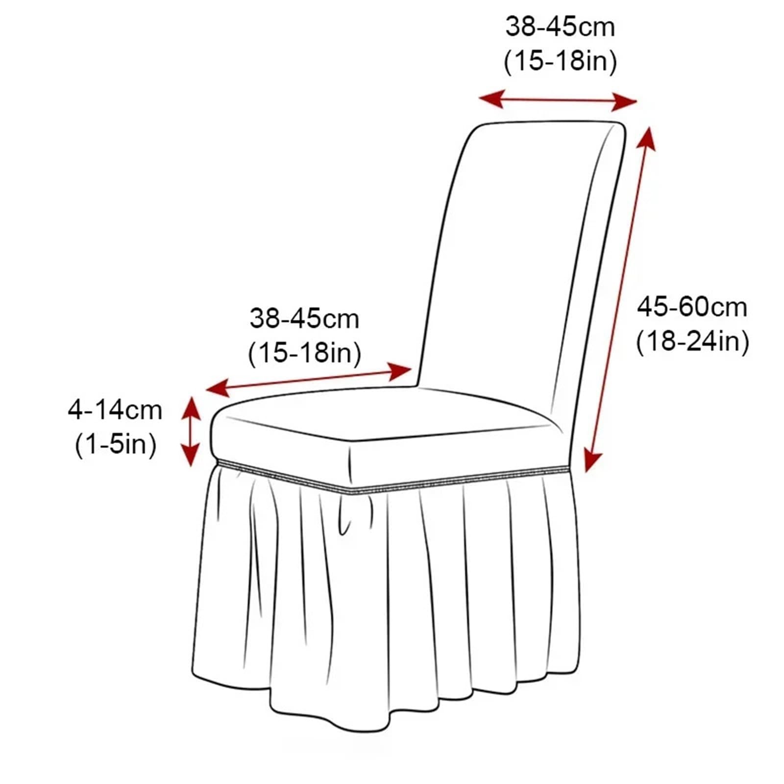 Stuhlbezüge mit Volant 4 Stück Stuhlhussen for Esszimmer, Bankettstuhl, Schonbezug, Stretch-Stuhlrock, elastisch, Hochzeitsstuhl-Dekoration für Hotels und Hochzeiten(Grey)
