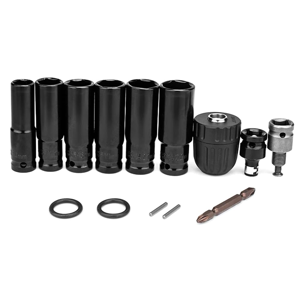Ehwisbe 14Pcs Electric Impact Wrench Hexs Socket Adapter Kit Drill Chuck Drive Adapter For Electric Drill Wrench Screwdrivers
