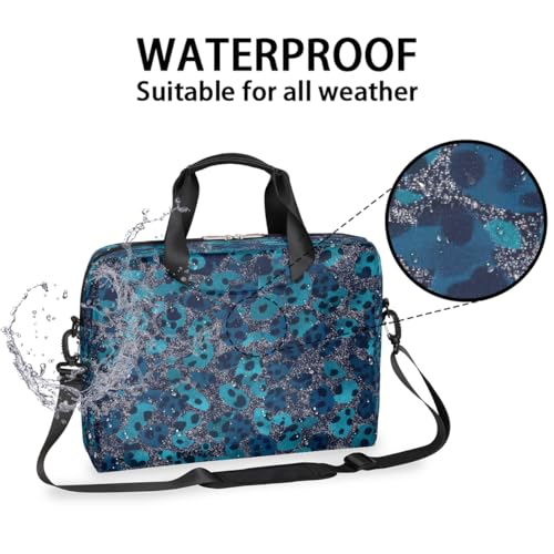 Maletín para laptop con diseño leopardo azul oscuro miniatura 2