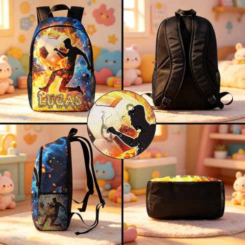 Image of Custom Kids Backpack for Boy Toddler Backpacks Back to School Bookbag Set | Kid Personalized Backpack with Lunch Box Boy Kindergarten Elementary Preschool Daypack Birthday Gifts Travel Sports Soccer