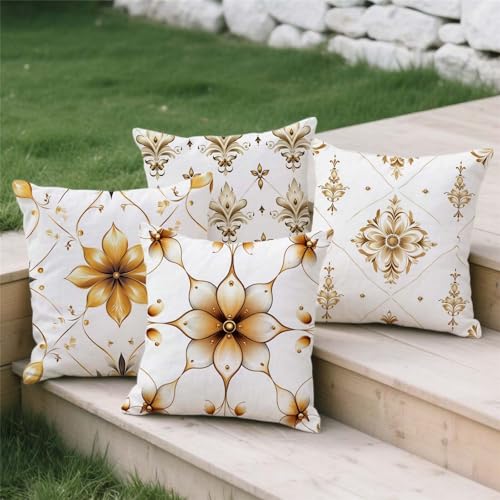 Housse coussin extérieur 70x70cm imperméable aspect lin de qualité supérieure teinte crème S808