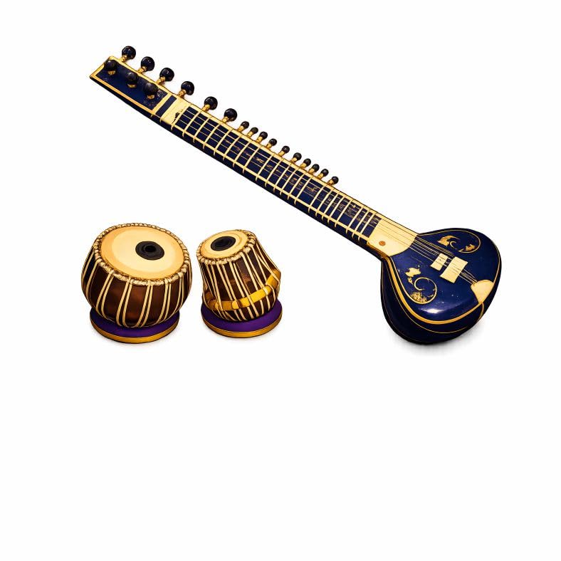 Sitar and Tabla Wall Sticker Indian Classical Music Decal | PVC Vinyl Material, Self Adhesive, 60 x 40 cm Size, For Living Room/Studio, Music Room Decor-image-23