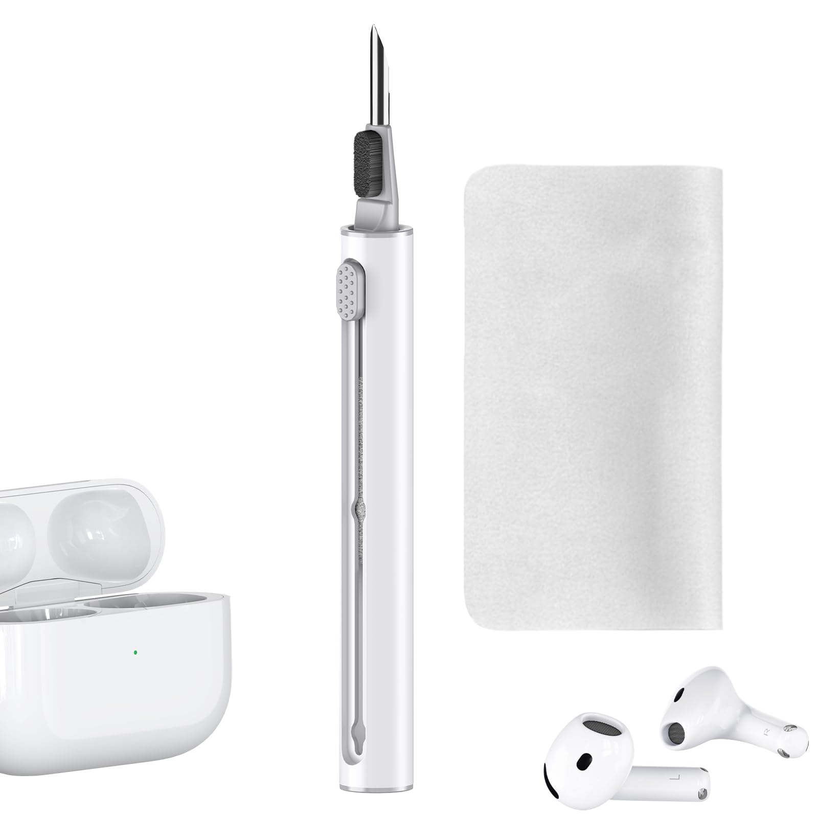 Cleaner Kit for AirPods Pro 1 2 3 Earbuds,Cleaning Kit Pen Shape with Soft Brush Flocking Sponge Tool for Bluetooth Earphones Headphones Charging Case