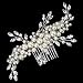 FAYBOX Elegant Cream Simulated Pearl Austrian Crystal Leaves Bridal Hair Comb Wedding Accessories