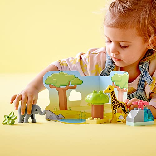 LEGO DUPLO Wild Animals of Africa 10971, Animal Toys for Toddlers, Girls & Boys Ages 2 Plus Years Old, Learning Toy with Baby Elephant & Giraffe Figures - Image 3