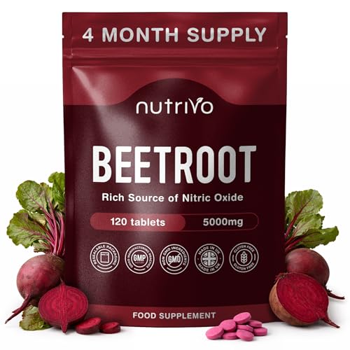 Beetroot Tablets 5000mg | High Strength Beetroot Extract Supplement | 4 Months Supply - One A Day | Supports Energy Heart & Blood Pressure Support