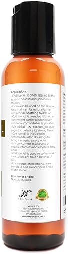 Miniatura 4 de velona Aceite de hígado de bacalao - 2 onzas  1,000A100D UIg Omega 3 Vitaminas A y D3  Aceite nórdico de origen sostenible del ártico noruego