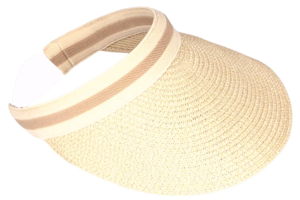 Casquette Visière en Paille Sport et Plage, Serre Tête Anti Soleil Ajustable Anti UV, Confort Léger