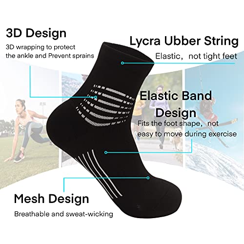 Jdq 3 Pairs Low Cut Compression Socks For Women And Men Marathon Tennis Basketball Running Ankle Athletic Socks 15-20Mmhg & 20-30Mmhg Best Support For Nursing Travel(Medium,Black) #TOP4