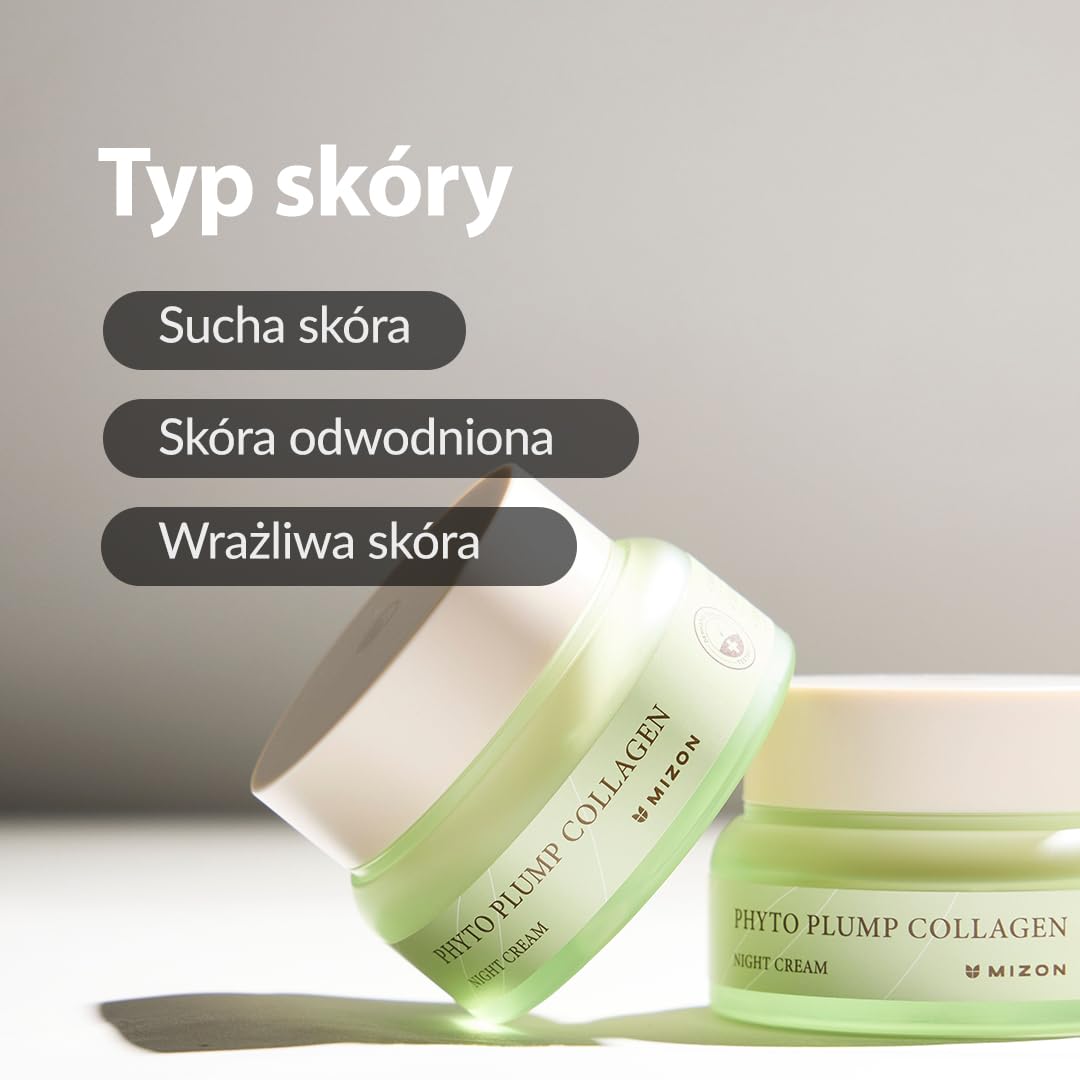 [Mizon] Krem na Noc z Kolagenem Roślinnym Phyto (50ml) Wegański kolagen na bazie roślin, Drobne linie i zmarszczki, Nawilżanie, Pielęgnacja nocna (Phyto Plump Collagen Night Cream)