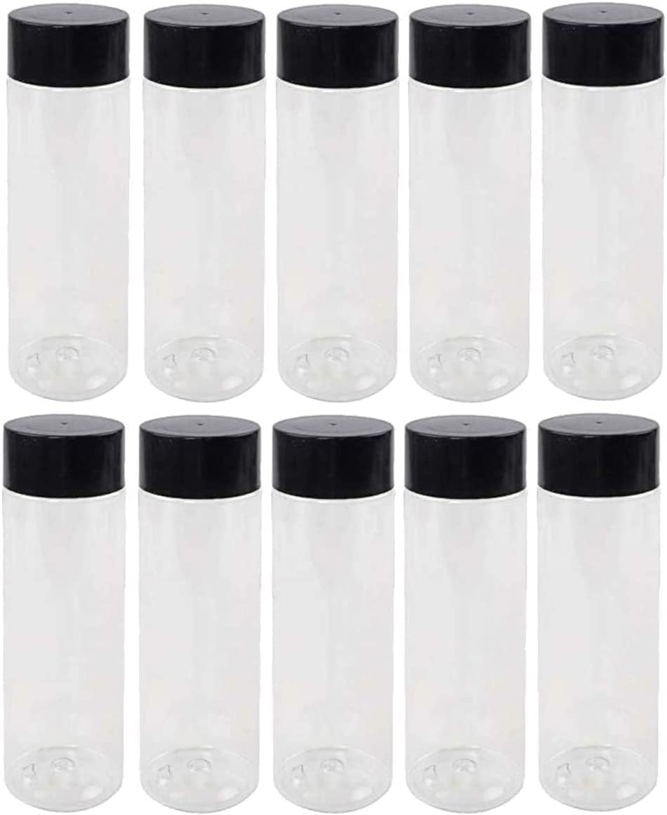 VOIDROP clear plastic bottles with lids-clear sensory water bottle-plastic cylinder bottle-water bottles plastic-bulk water bottles reusable-bottles for juice '' (10 PCS OF 500ML, BLACK)