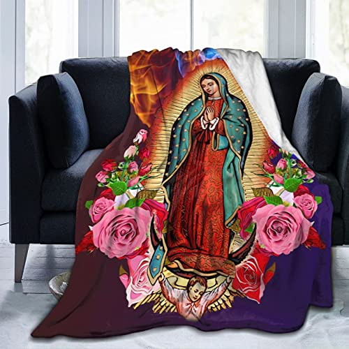 Our Lady of Guadalupe Virgin Mary Throw Blanket Catholic Gifts Virgen De Guadalupe Ultra-Soft Micro Fleece Blanket Religious Christian Gifts for Women 50 x 40