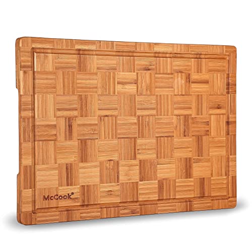 Mccook Mc35 German Stainless Steel Hollow Handle Self Sharpening Kitchen Knife Set + Mcw12 Bamboo Cutting Board (Large, 17”X12”X1”) #TOP5
