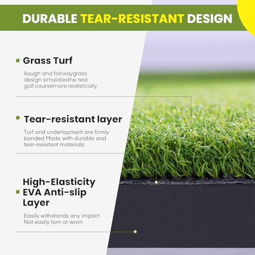 5x4ft & 6x4ft Extra Large Golf Hitting Mat, 26mm Thick Tri-Turf Golf Practice Mat for Indoor Outdoor Training, 3-in-1 Professional Golf Turf for Driving, Chipping & Swinging, Gifts for Him Men Women - image 4