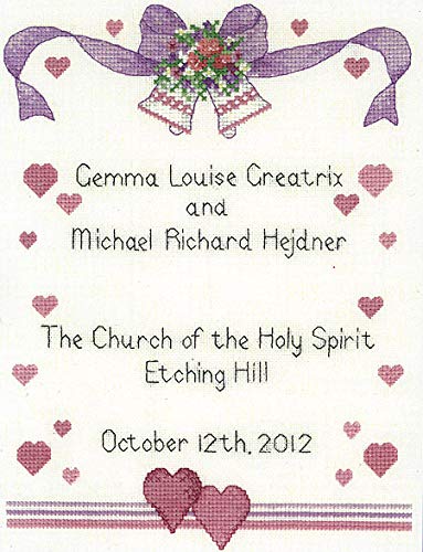 Heritage Crafts Cross Stitch Kit Aida Wedding Sampler (A), Counted Pattern, SCWS1112-A, 18.5x24.5cm