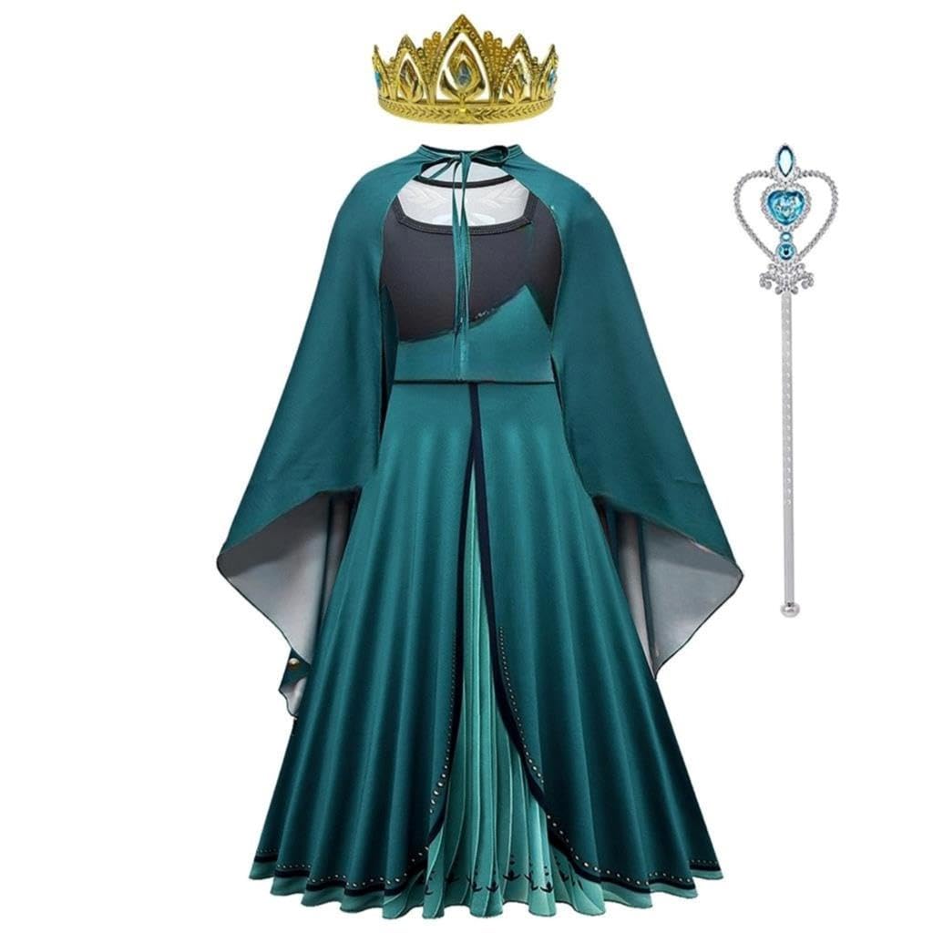 Lito Angels Vestito da principessa regina incoronazione per bambine, con mantello, costume di Halloween, festa di compleanno, abiti in maschera, età 4-12 anni