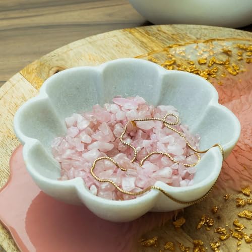 Image of Marble Urli Bowl for Decoration | Big Potpourri Decorative Bowls in Home decor | Large White Floating Flower Plates of Stone | Small Shape puja Item | (9 inch, Daisy Fruit Bowl)