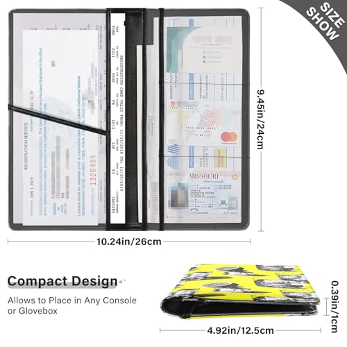 Car Registration and Insurance Holders Ice Pattern Print, PU Leather for License Documents Cards3