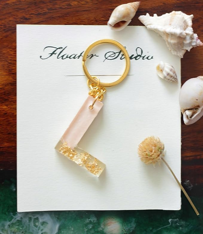 Haya Resin Letter keychain, Resin Alphabet keychain, Baby Pink and