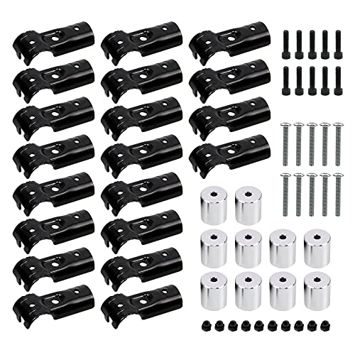 Kiload アルミ製ルームベアリングロッドブラケット車用ルーフキャリアバー イレクターパイプ取り付け用 アタッチメント,可以做车内晾衣杆,扶手支架Φ27.5mm NVAN ハイゼットカーゴ に適合,プラスメタルジョイントNSJー1 ブラック 組立て パイプ ラック T字 3方向 ジョイント