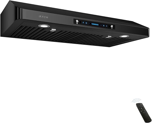 IKTCH 36 inch Range Hood 900 CFM, Black Under Cabinet