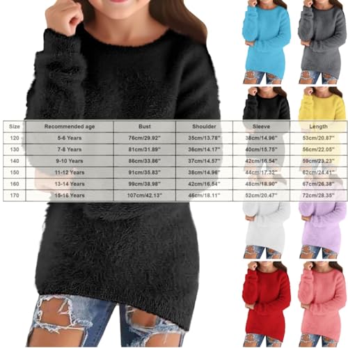 Girls Cute Hoodies Long Sweaters Flannel Fluffy Fuzzy Loose Cozy Pullover Kids Chunky Warm Jumper Fall Winter Sweater3