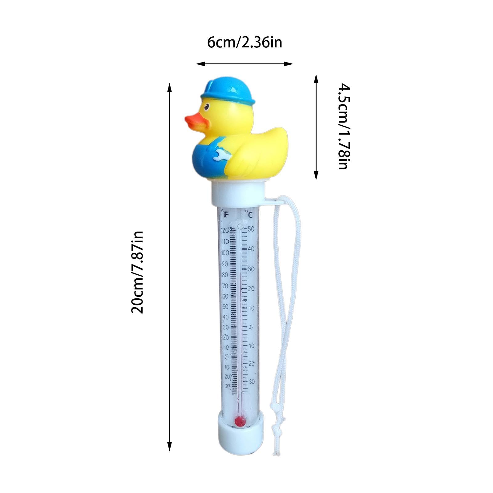 Floating Pool Temperature Gauge - Rubber Duck Floating Water Thermometer | Duck Easy Read Temperature Meter with String | Temperature Gauge for Outdoor & Indoor Swimming Pools | Hot Tubs