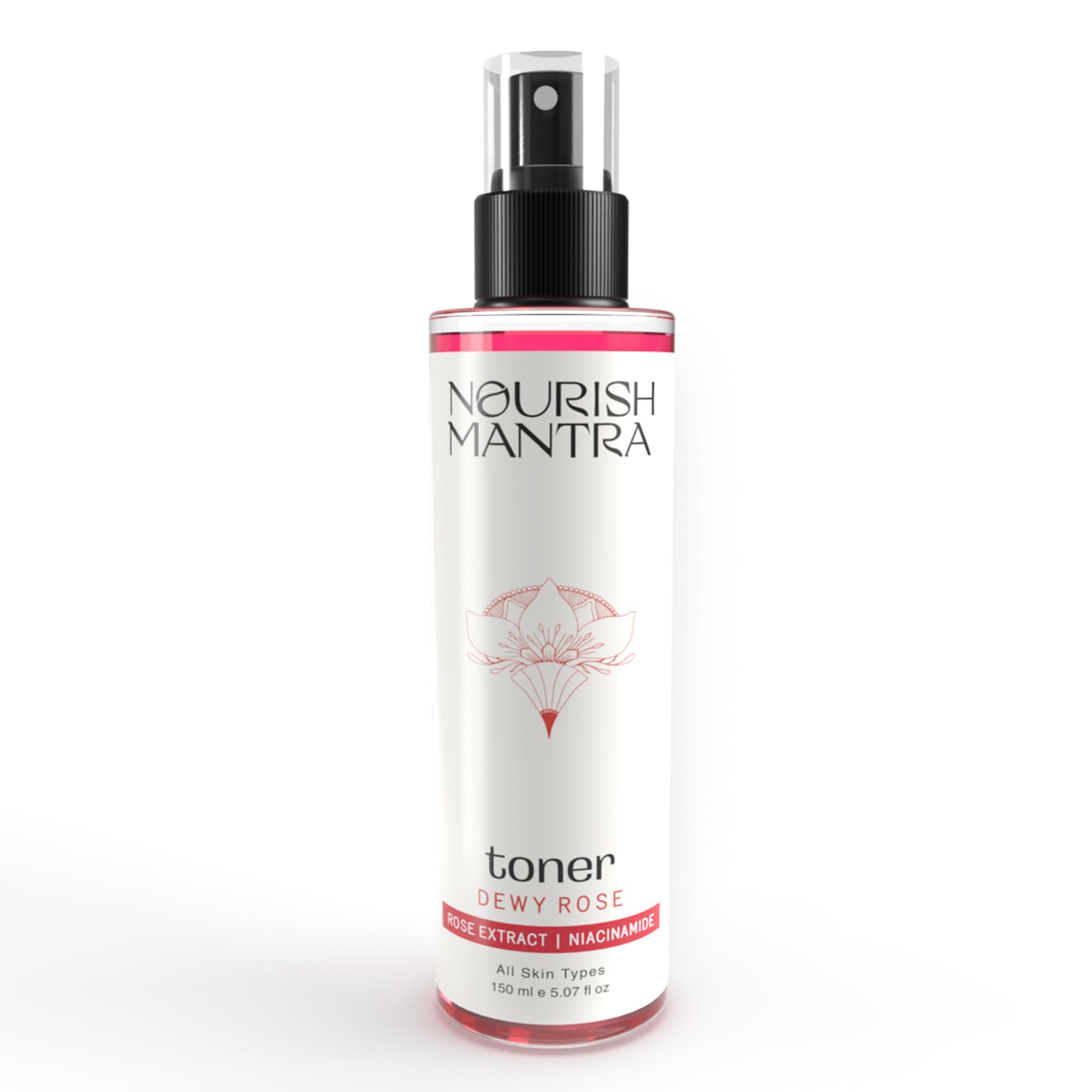 Nourish Mantras Dewy Rose Toner/Formulated With Rose De Mai, Niacinamide & Vitamin B5/ Radiant & Rejuvenated Skin/Pore Tightening Toner (150Ml).