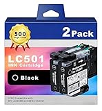 AURASKY LC501 2*Black Ink Cartridge Replacement for Brother LC501BK Standard Yield Compatible with MFC-J1260DW J1360DW J1410DW All-in-One Printer (2-Pack)