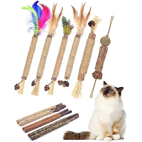TINDTOP Silvervine Chew Sticks for Cats, 12 Pack Natural Catnip Chew Toys for Kittens Teeth Cleaning, Matatabi Dental Care, Increase Appetite, Calm Cat Anxiety and Stress, Cat Dental Toy Cover