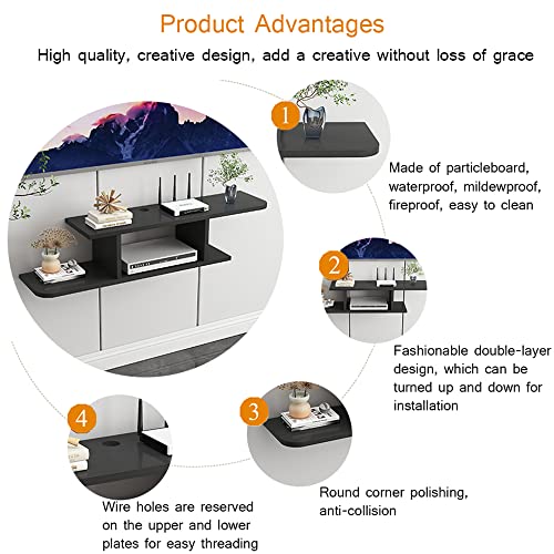 Bijun Floating Tv Shelf Wall Mounted, Media Console Router Dvd Shelves, For Ps4/Cable Box/Dvd Players/Game Console Streaming Media Equipment #TOP2