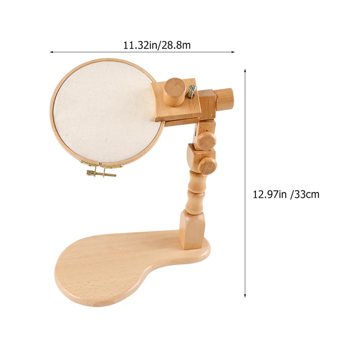HOMOBABE Soporte de Bordado de Madera de Haya Ajustable y Giratorio, Soporte de Escritorio para Punto de Cruz, Kit de Bordado Aro de 20 Cm, Herramienta Práctica para Manualidades y Costura