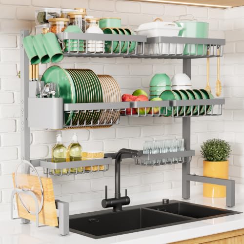 Kitsure Adjustable Over The Sink Dish Drying Rack, 31.5" -39.4" x 30.3"