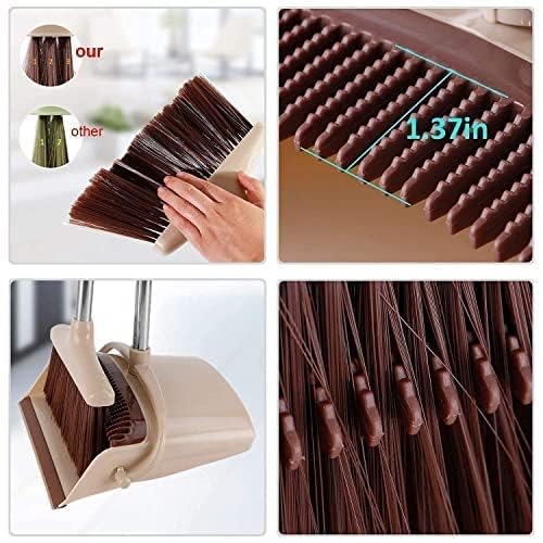 Image of Stand Up Dustpan & Broom Set with Long Extendable Handle, Upright Lobby Broom Combo for Home, Kitchen, Office & Bathroom Floor Cleaning, Easy Storage, Durable Sweeping Tool Set