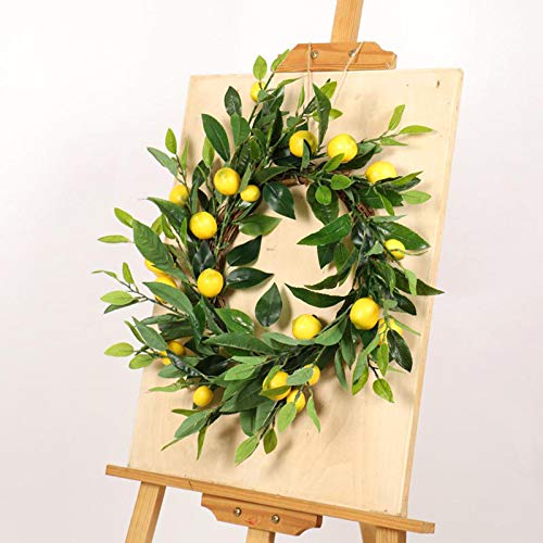 CUTICATE Artificial Wreath Fruit Front Door Simulation Lemon Steel Rattan Ring Green Leaves Garland for Party Holiday Wedding Roof Dining Table Decoration - Thumbnail 2