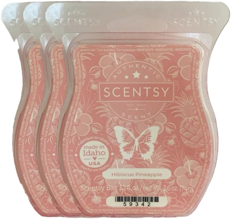 Hibiscus Pineapple, ScentsyHome Fragrance Warmer Wax 3.2 Oz Bar, 3-Pack (3)