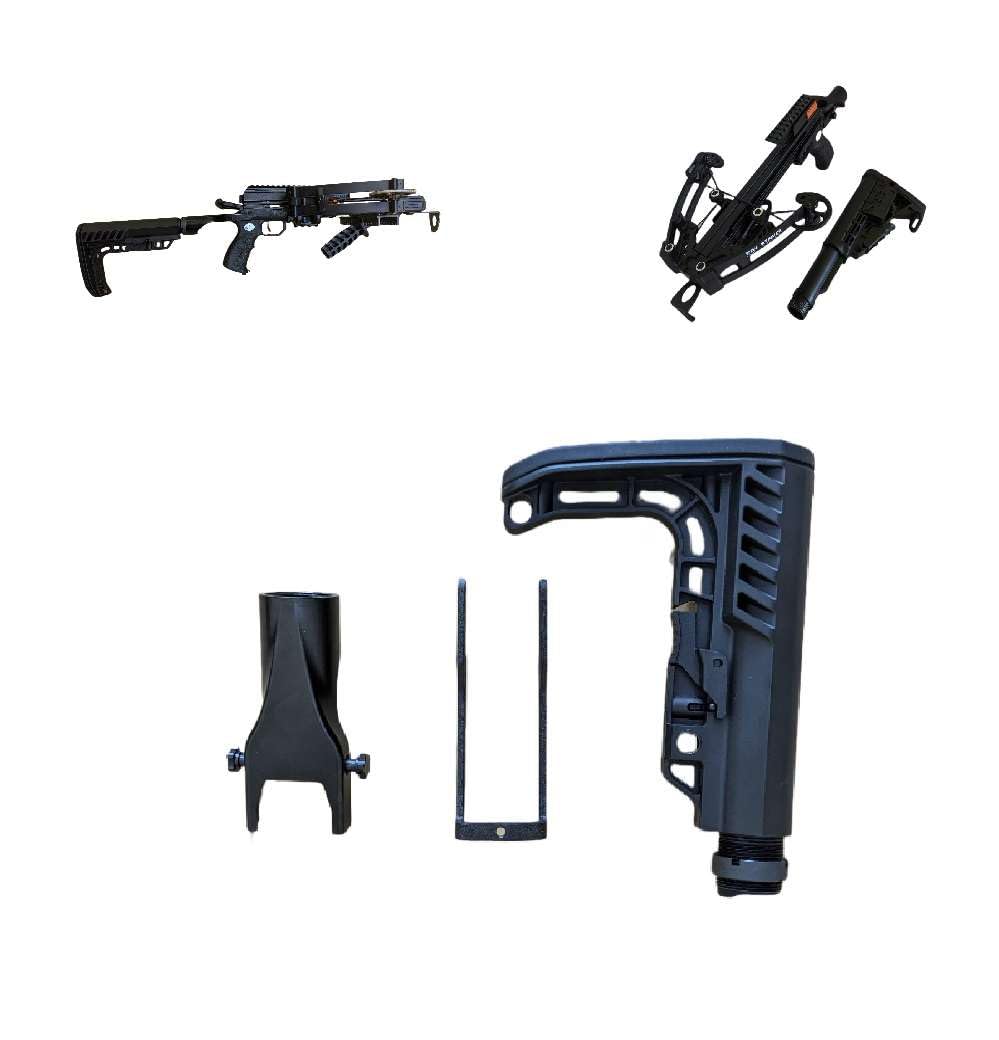 Detachable Buttstock for Mini Striker Pistol Crossbows, Forward Limb and Reverse Draw